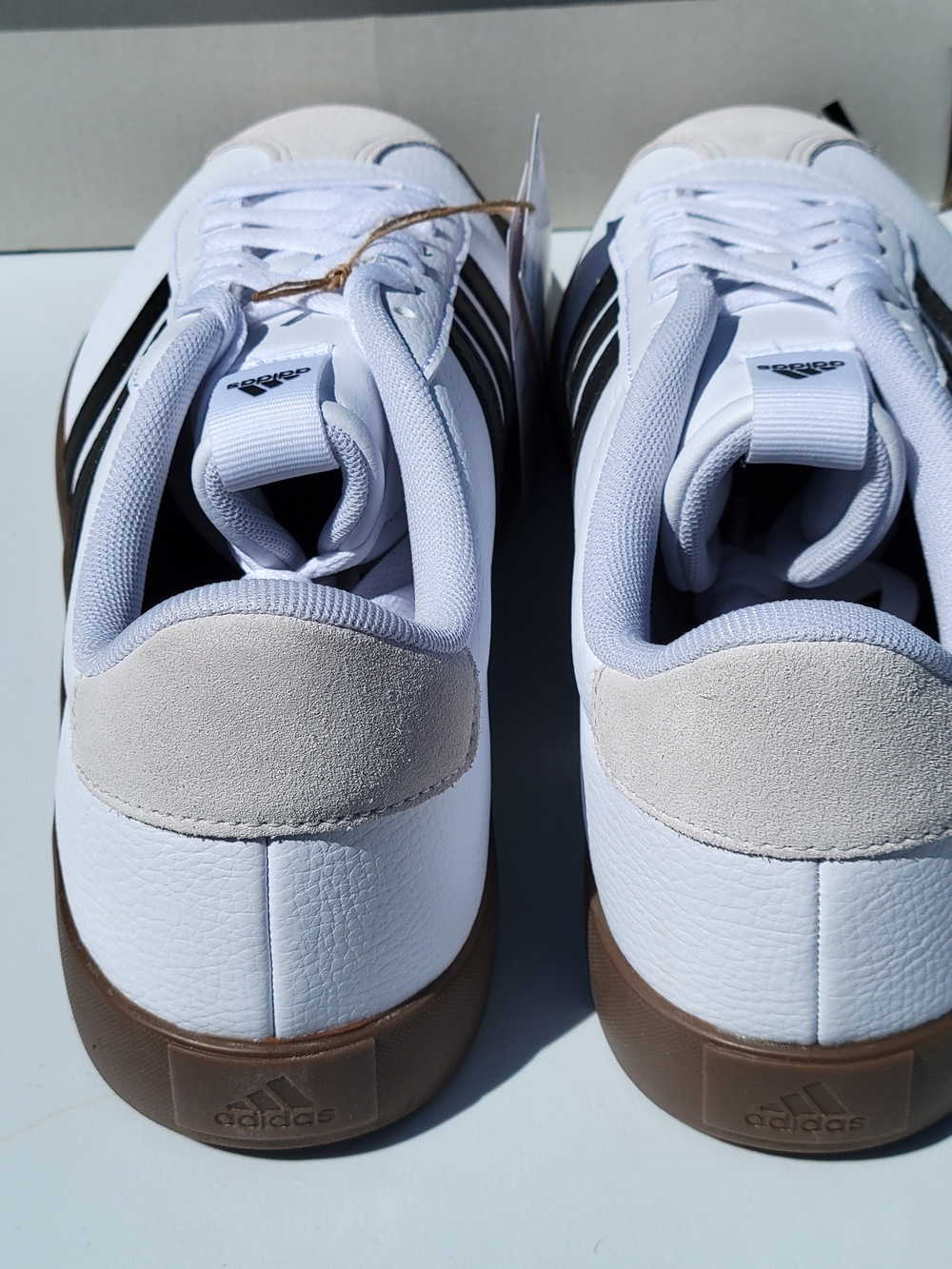 Mens Size 11 Adidas VL Court 3.0 Leather Skateboard Sneakers White Black Grey - Picture 5 of 8
